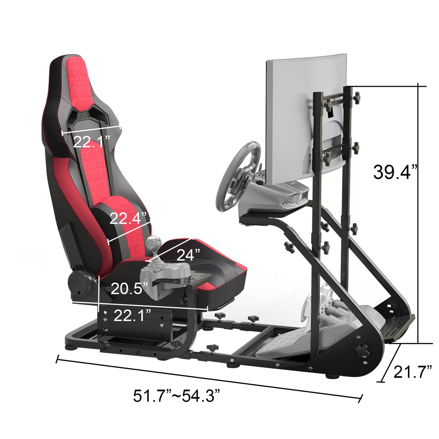 Enhanced and stable racing wheel cockpit, compatible with Fanatec, PXN, Thrustmaster, and Logitech adjustable driving simulators, excluding handbrake, pedals, and monitor