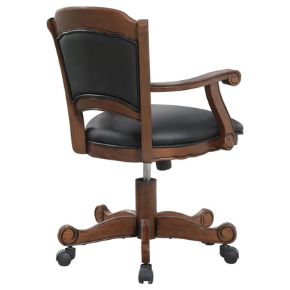 Black and Tobacco Upholstered Game Chair with Casters