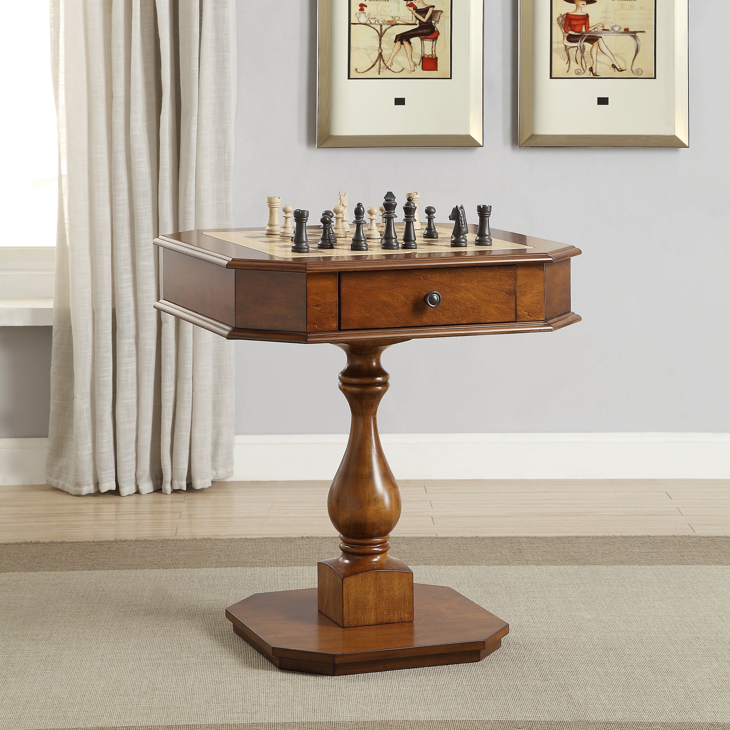Cherry Game Table with 2 Drawer