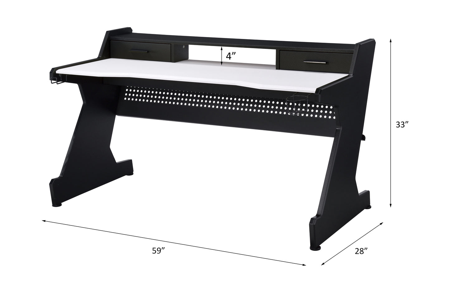 Black and White 2-Drawer Gaming Desk