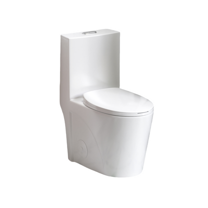 1.1/1.6 GPF Tornado Flush One-Piece Toilet for bathrooms,Siphonic S-trap 12",Elongated Bowl with Soft Close Seat,Powerful Dual Flush MAP 1000g,Comfort Chair Seat ADA Height 17",Glossy White GW-001