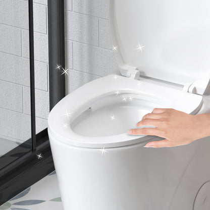 1.1/1.6 GPF Tornado Flush One-Piece Toilet for bathrooms,Siphonic S-trap 12",Elongated Bowl with Soft Close Seat,Powerful Dual Flush MAP 1000g,Comfort Chair Seat ADA Height 17",Glossy White GW-001