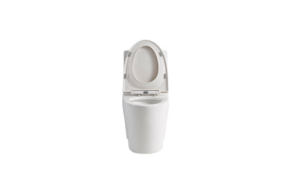 1.1/1.6 GPF Tornado Flush One-Piece Toilet for bathrooms,Siphonic S-trap 12",Elongated Bowl with Soft Close Seat,Powerful Dual Flush MAP 1000g,Comfort Chair Seat ADA Height 17",Glossy White GW-001