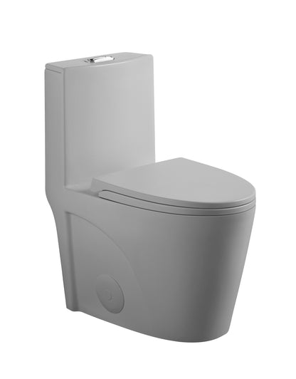 1.1/1.6 GPF Tornado Flush One-Piece Toilet for bathrooms,Siphonic S-trap 12",Elongated Bowl with Soft Close Seat,Powerful Dual Flush MAP 1000g,Comfort Chair Seat ADA Height 17", Light gray LG-001