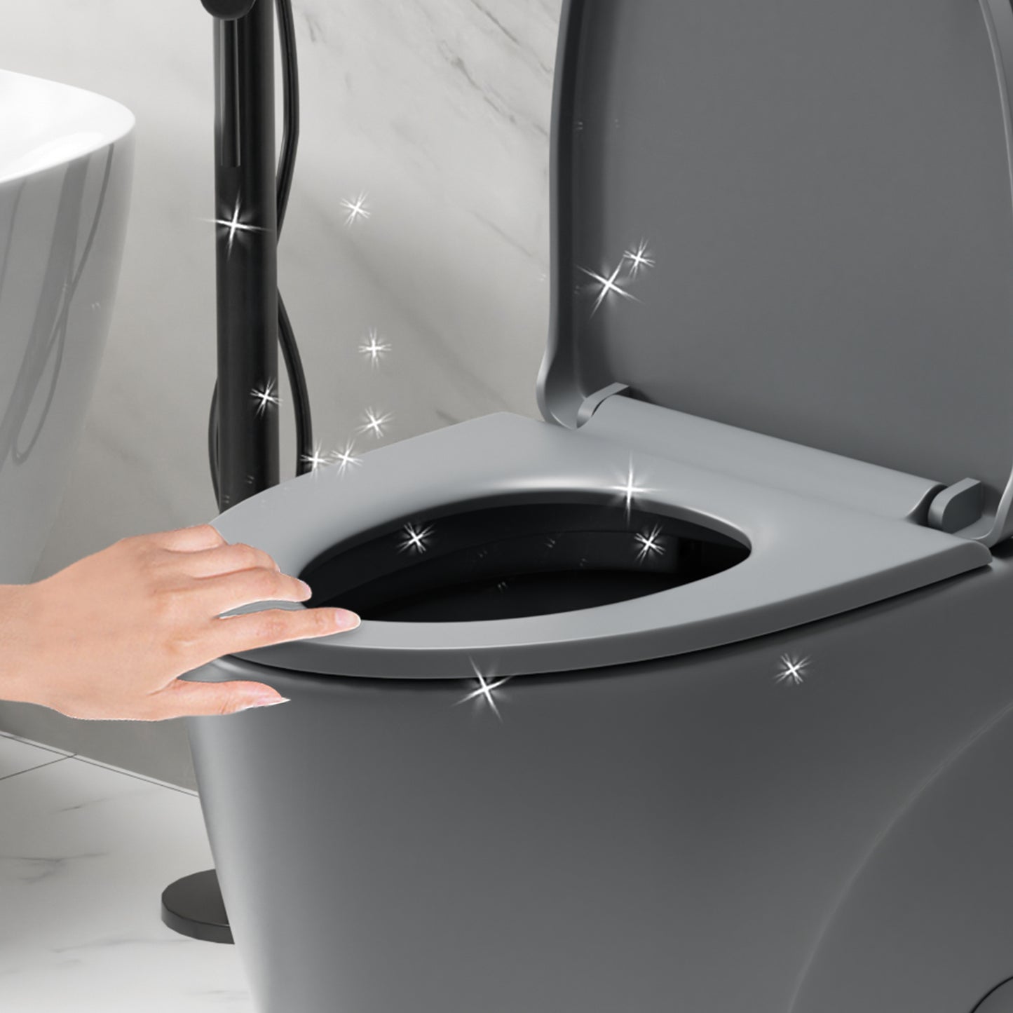 1.1/1.6 GPF Tornado Flush One-Piece Toilet for bathrooms,Siphonic S-trap 12",Elongated Bowl with Soft Close Seat,Powerful Dual Flush MAP 1000g,Comfort Chair Seat ADA Height 17", Light gray LG-001