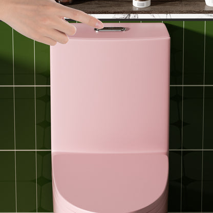 1.1/1.6 GPF Tornado Flush One-Piece Toilet for bathrooms,Siphonic S-trap 12",Elongated Bowl with Soft Close Seat,Powerful Dual Flush MAP 1000g,Comfort Chair Seat ADA Height 17", Pink PF-001