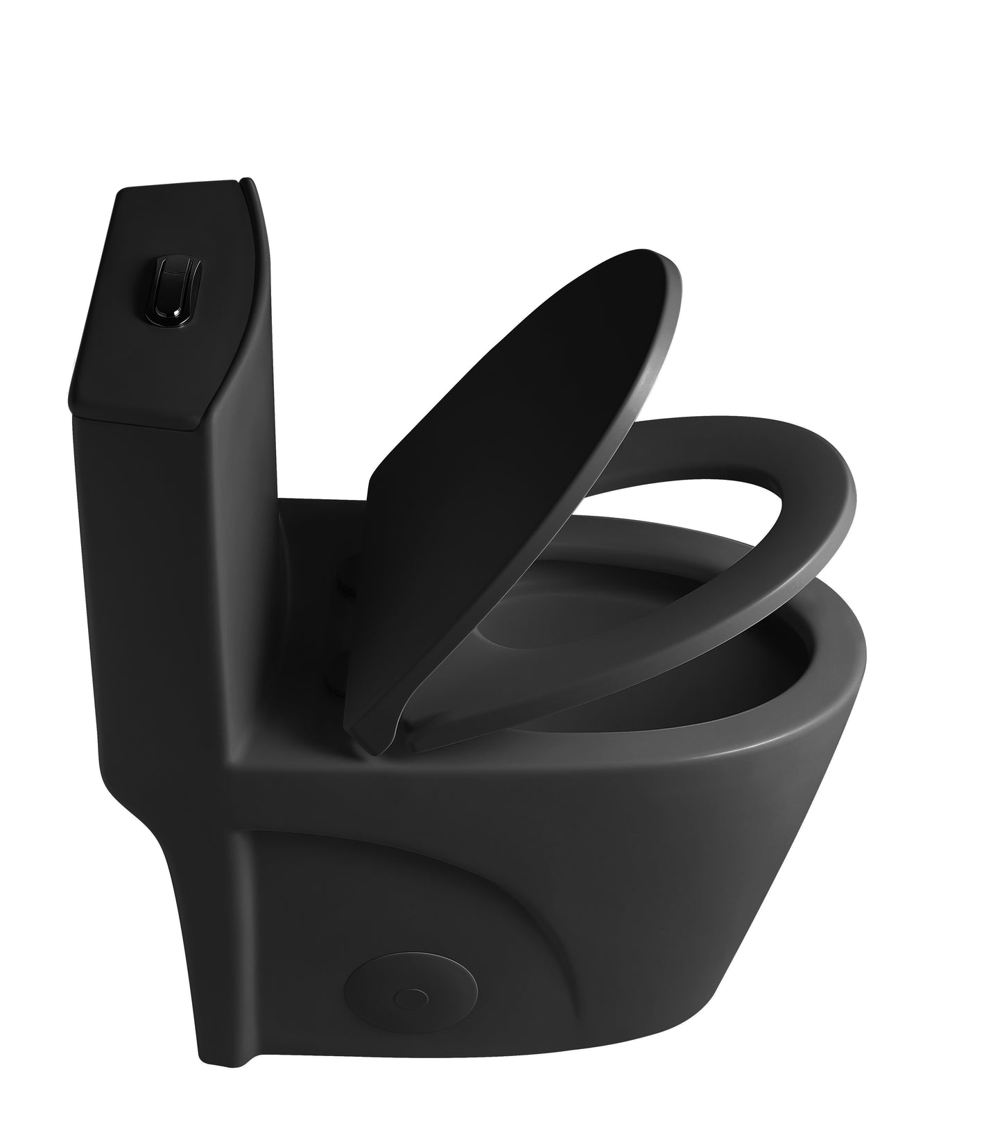 1.1/1.6 GPF Tornado Flush One-Piece Toilet for bathrooms,Siphonic S-trap 12",Elongated Bowl with Soft Close Seat,Powerful Dual Flush MAP 1000g,Comfort Chair Seat ADA Height 17", Matte black MB-001