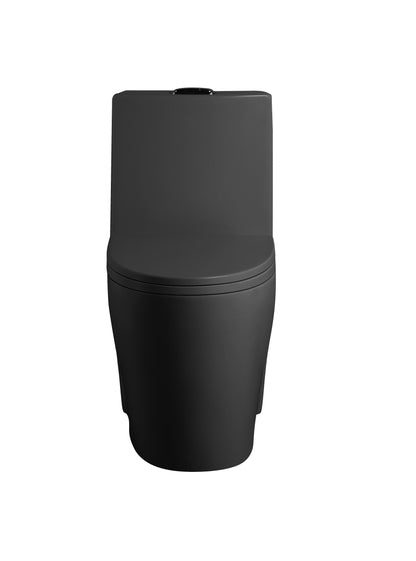 1.1/1.6 GPF Tornado Flush One-Piece Toilet for bathrooms,Siphonic S-trap 12",Elongated Bowl with Soft Close Seat,Powerful Dual Flush MAP 1000g,Comfort Chair Seat ADA Height 17", Matte black MB-001