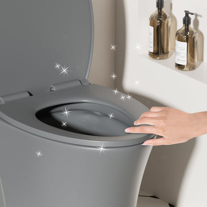 1.1/1.6 GPF Tornado Flush One-Piece Toilet Elongated, Siphonic S-trap 12",Soft Closing Seat, Button on Tank top ,Powerful Dual Flush MAP 1000g, Comfort Chair Seat ADA Height 17", Light gray LG-002