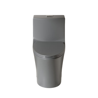 1.1/1.6 GPF Tornado Flush One-Piece Toilet Elongated, Siphonic S-trap 12",Soft Closing Seat, Button on Tank top ,Powerful Dual Flush MAP 1000g, Comfort Chair Seat ADA Height 17", Light gray LG-002