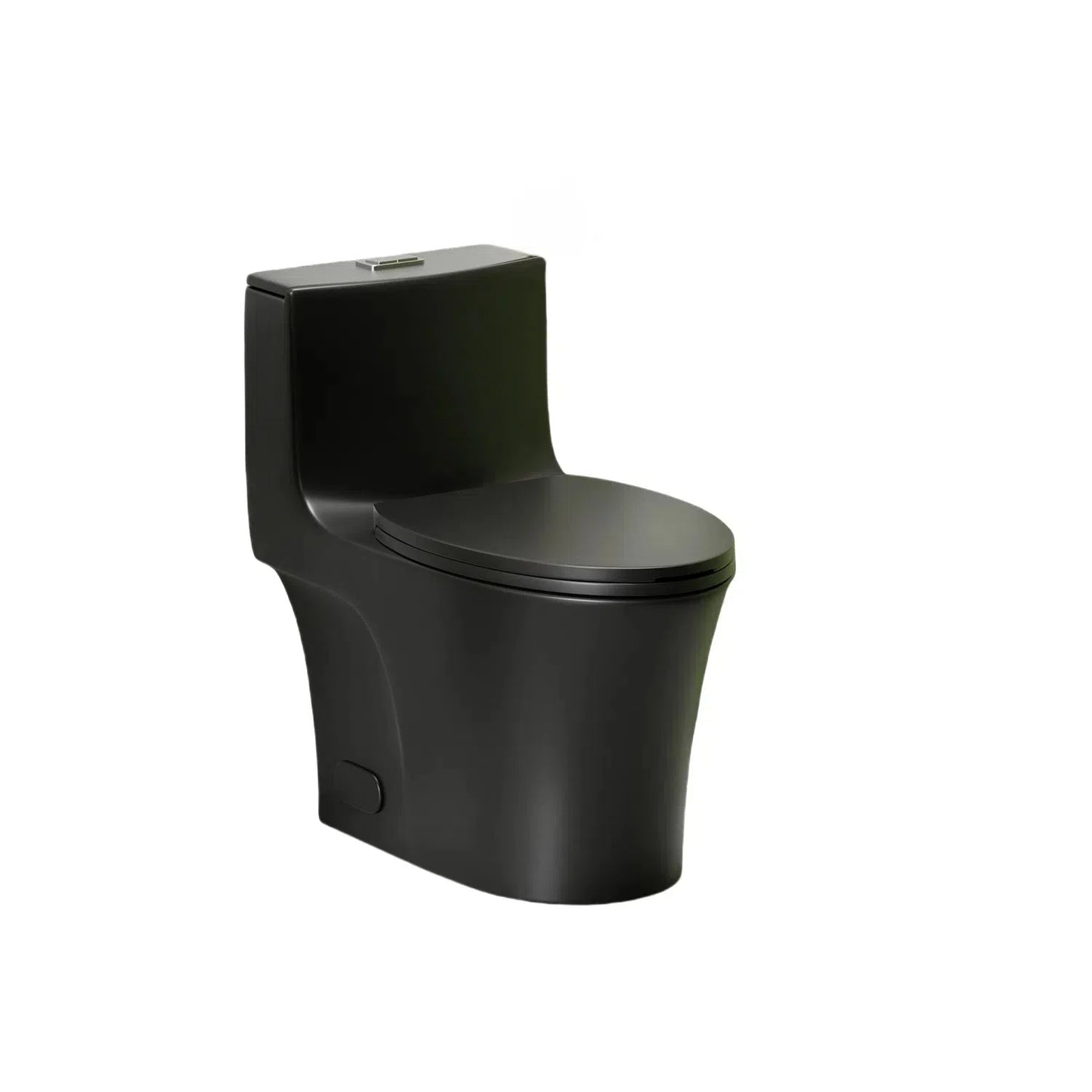 1.1/1.6 GPF Tornado Flush One-Piece Toilet Elongated, Siphonic S-trap 12",Soft Closing Seat, Button on Tank top ,Powerful Dual Flush MAP 1000g, Comfort Chair Seat ADA Height 17", Matte black MB-002