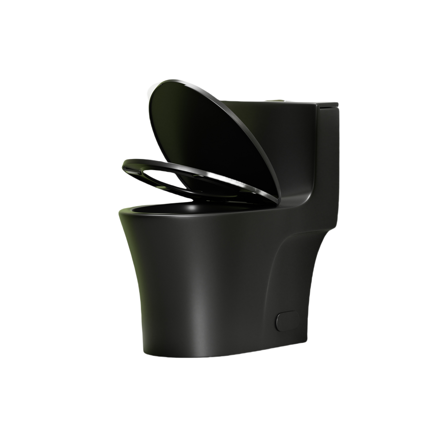 1.1/1.6 GPF Tornado Flush One-Piece Toilet Elongated, Siphonic S-trap 12",Soft Closing Seat, Button on Tank top ,Powerful Dual Flush MAP 1000g, Comfort Chair Seat ADA Height 17", Matte black MB-002