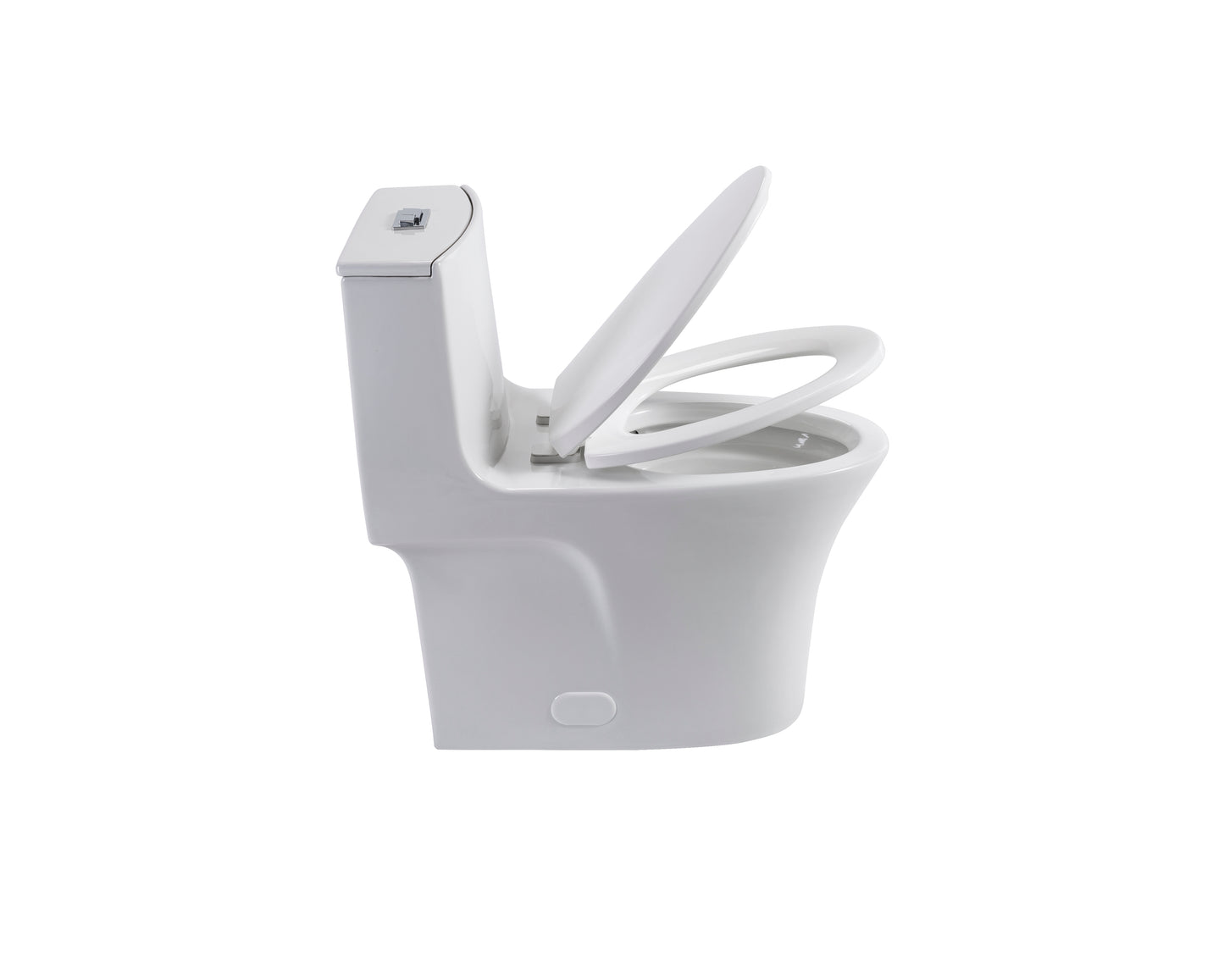 1.1/1.6 GPF Tornado Flush One-Piece Toilet Elongated, Siphonic S-trap 12",Soft Closing Seat, Button on Tank top ,Powerful Dual Flush MAP 1000g, Comfort Chair Seat ADA Height 17", Glossy White GW-002