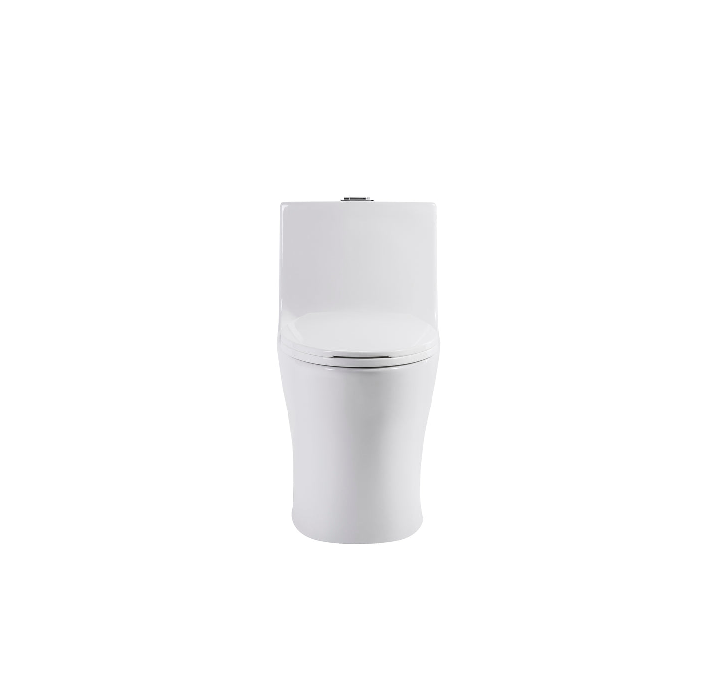 1.1/1.6 GPF Tornado Flush One-Piece Toilet Elongated, Siphonic S-trap 12",Soft Closing Seat, Button on Tank top ,Powerful Dual Flush MAP 1000g, Comfort Chair Seat ADA Height 17", Glossy White GW-002