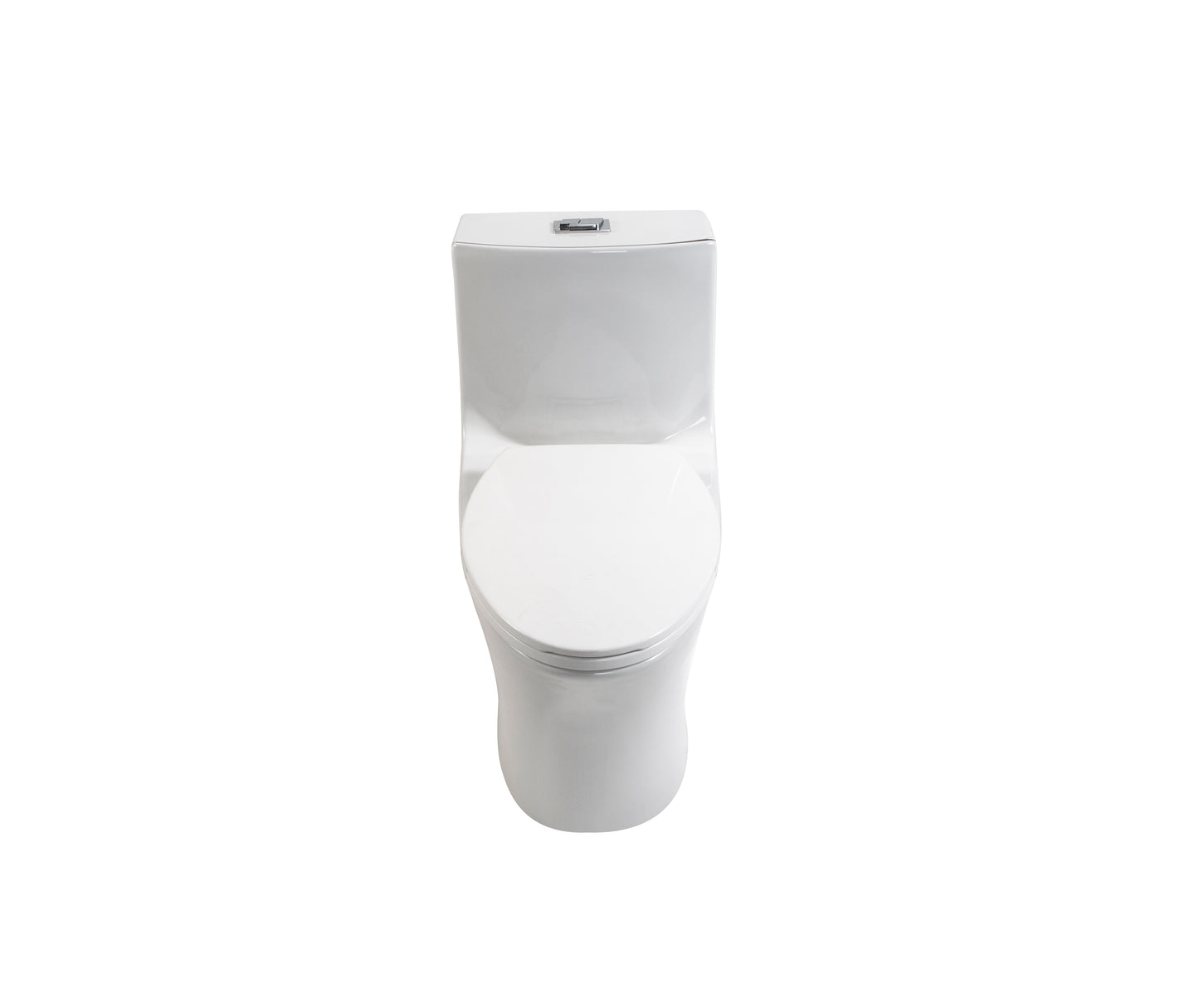 1.1/1.6 GPF Tornado Flush One-Piece Toilet Elongated, Siphonic S-trap 12",Soft Closing Seat, Button on Tank top ,Powerful Dual Flush MAP 1000g, Comfort Chair Seat ADA Height 17", Glossy White GW-002
