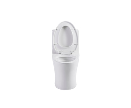 1.1/1.6 GPF Tornado Flush One-Piece Toilet Elongated, Siphonic S-trap 12",Soft Closing Seat, Button on Tank top ,Powerful Dual Flush MAP 1000g, Comfort Chair Seat ADA Height 17", Glossy White GW-002