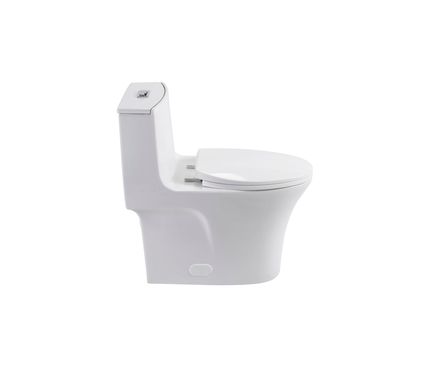 1.1/1.6 GPF Tornado Flush One-Piece Toilet Elongated, Siphonic S-trap 12",Soft Closing Seat, Button on Tank top ,Powerful Dual Flush MAP 1000g, Comfort Chair Seat ADA Height 17", Glossy White GW-002