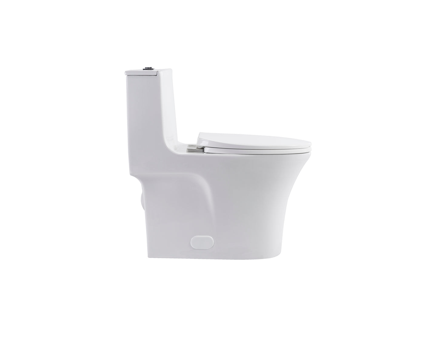 1.1/1.6 GPF Tornado Flush One-Piece Toilet Elongated, Siphonic S-trap 12",Soft Closing Seat, Button on Tank top ,Powerful Dual Flush MAP 1000g, Comfort Chair Seat ADA Height 17", Glossy White GW-002