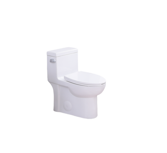 1.28 GPF Tornado Flush One-piece Toilet Elongated,Siphonic Side Press Single Flush,17" ADA Comfort Chair Height Seat,Soft Closing Seat, 1000g MAP Flushing Score Toilet, Gloss White GW-003S
