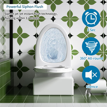 1.28 GPF Tornado Flush One-piece Toilet Elongated,Siphonic Side Press Single Flush,17" ADA Comfort Chair Height Seat,Soft Closing Seat, 1000g MAP Flushing Score Toilet, Gloss White GW-003S
