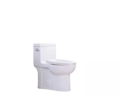 1.28 GPF Tornado Flush One-piece Toilet Elongated,Siphonic Side Press Single Flush,17" ADA Comfort Chair Height Seat,Soft Closing Seat, 1000g MAP Flushing Score Toilet, Gloss White GW-003S