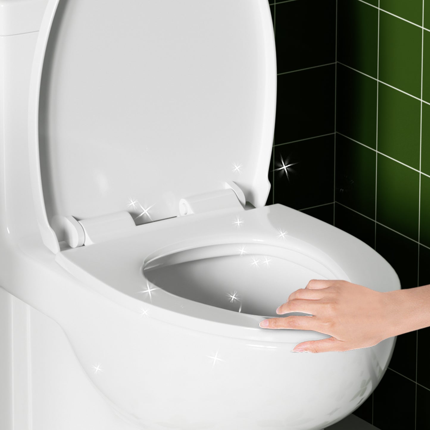 1.28 GPF Tornado Flush One-piece Toilet Elongated,Siphonic Side Press Single Flush,17" ADA Comfort Chair Height Seat,Soft Closing Seat, 1000g MAP Flushing Score Toilet, Gloss White GW-003S