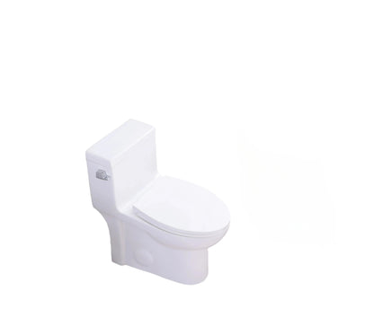 1.28 GPF Tornado Flush One-piece Toilet Elongated,Siphonic Side Press Single Flush,17" ADA Comfort Chair Height Seat,Soft Closing Seat, 1000g MAP Flushing Score Toilet, Gloss White GW-003S