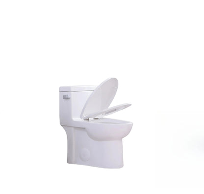 1.28 GPF Tornado Flush One-piece Toilet Elongated,Siphonic Side Press Single Flush,17" ADA Comfort Chair Height Seat,Soft Closing Seat, 1000g MAP Flushing Score Toilet, Gloss White GW-003S