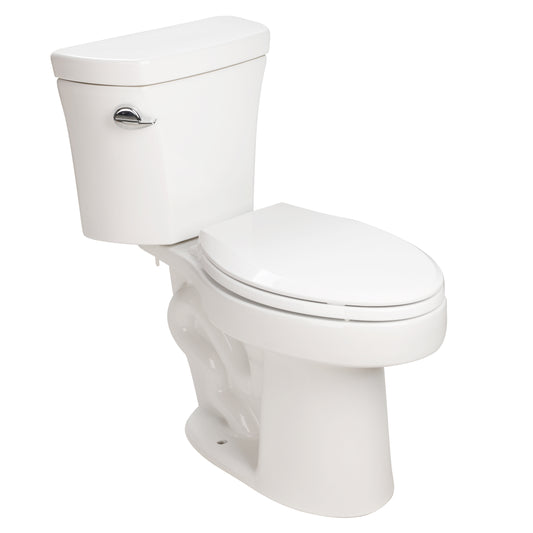 1.28 GPF Tornado Flush Two-piece Toilet for bathrooms,Siphonic Side Press Single Flush,17"ADA Comfort Chair Height Seat, S-trap 12",Rimless Bowl with Soft Closing Seat,Easy-to-Use,Gloss White GW-004