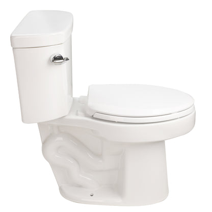 1.28 GPF Tornado Flush Two-piece Toilet for bathrooms,Siphonic Side Press Single Flush,17"ADA Comfort Chair Height Seat, S-trap 12",Rimless Bowl with Soft Closing Seat,Easy-to-Use,Gloss White GW-004