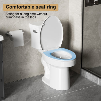 1.28 GPF Tornado Flush Two-piece Toilet for bathrooms,Siphonic Side Press Single Flush,17"ADA Comfort Chair Height Seat, S-trap 12",Rimless Bowl with Soft Closing Seat,Easy-to-Use,Gloss White GW-004