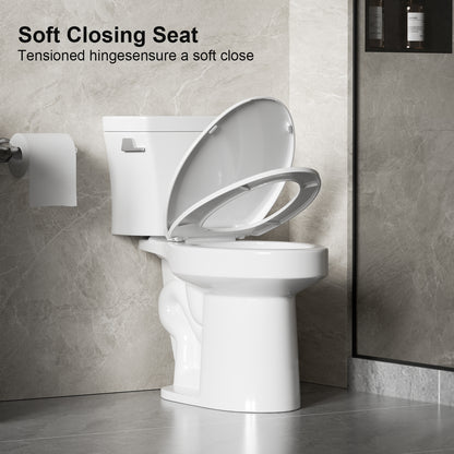1.28 GPF Tornado Flush Two-piece Toilet for bathrooms,Siphonic Side Press Single Flush,17"ADA Comfort Chair Height Seat, S-trap 12",Rimless Bowl with Soft Closing Seat,Easy-to-Use,Gloss White GW-004