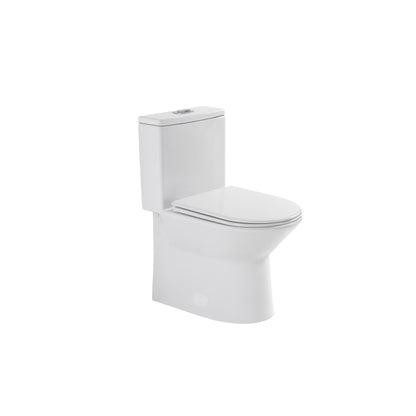 1.1/1.6 GPF Tornado Flush One-Piece Toilet with Comfort Chair Seat ADA Height 17",Powerful & Quiet Dual Flush Modern Toilet,Siphonic S-trap 12",Rimless Bowl with Soft Closing Seat,Gloss White GW-005