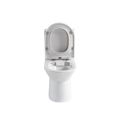 1.1/1.6 GPF Tornado Flush One-Piece Toilet with Comfort Chair Seat ADA Height 17",Powerful & Quiet Dual Flush Modern Toilet,Siphonic S-trap 12",Rimless Bowl with Soft Closing Seat,Gloss White GW-005