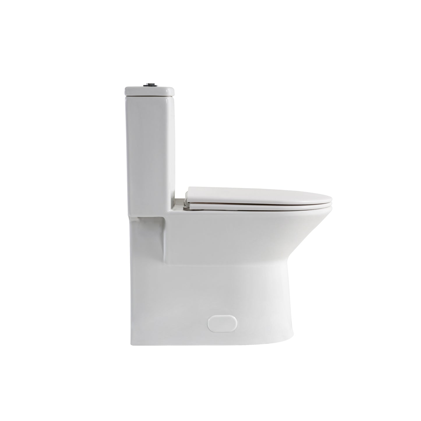 1.1/1.6 GPF Tornado Flush One-Piece Toilet with Comfort Chair Seat ADA Height 17",Powerful & Quiet Dual Flush Modern Toilet,Siphonic S-trap 12",Rimless Bowl with Soft Closing Seat,Gloss White GW-005