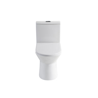 1.1/1.6 GPF Tornado Flush One-Piece Toilet with Comfort Chair Seat ADA Height 17",Powerful & Quiet Dual Flush Modern Toilet,Siphonic S-trap 12",Rimless Bowl with Soft Closing Seat,Gloss White GW-005