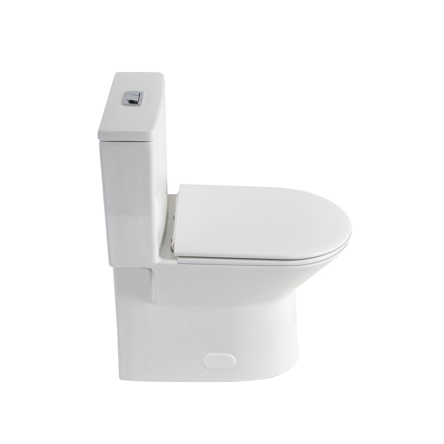 1.1/1.6 GPF Tornado Flush One-Piece Toilet with Comfort Chair Seat ADA Height 17",Powerful & Quiet Dual Flush Modern Toilet,Siphonic S-trap 12",Rimless Bowl with Soft Closing Seat,Gloss White GW-005