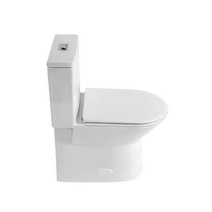 1.1/1.6 GPF Tornado Flush One-Piece Toilet with Comfort Chair Seat ADA Height 17",Powerful & Quiet Dual Flush Modern Toilet,Siphonic S-trap 12",Rimless Bowl with Soft Closing Seat,Gloss White GW-005