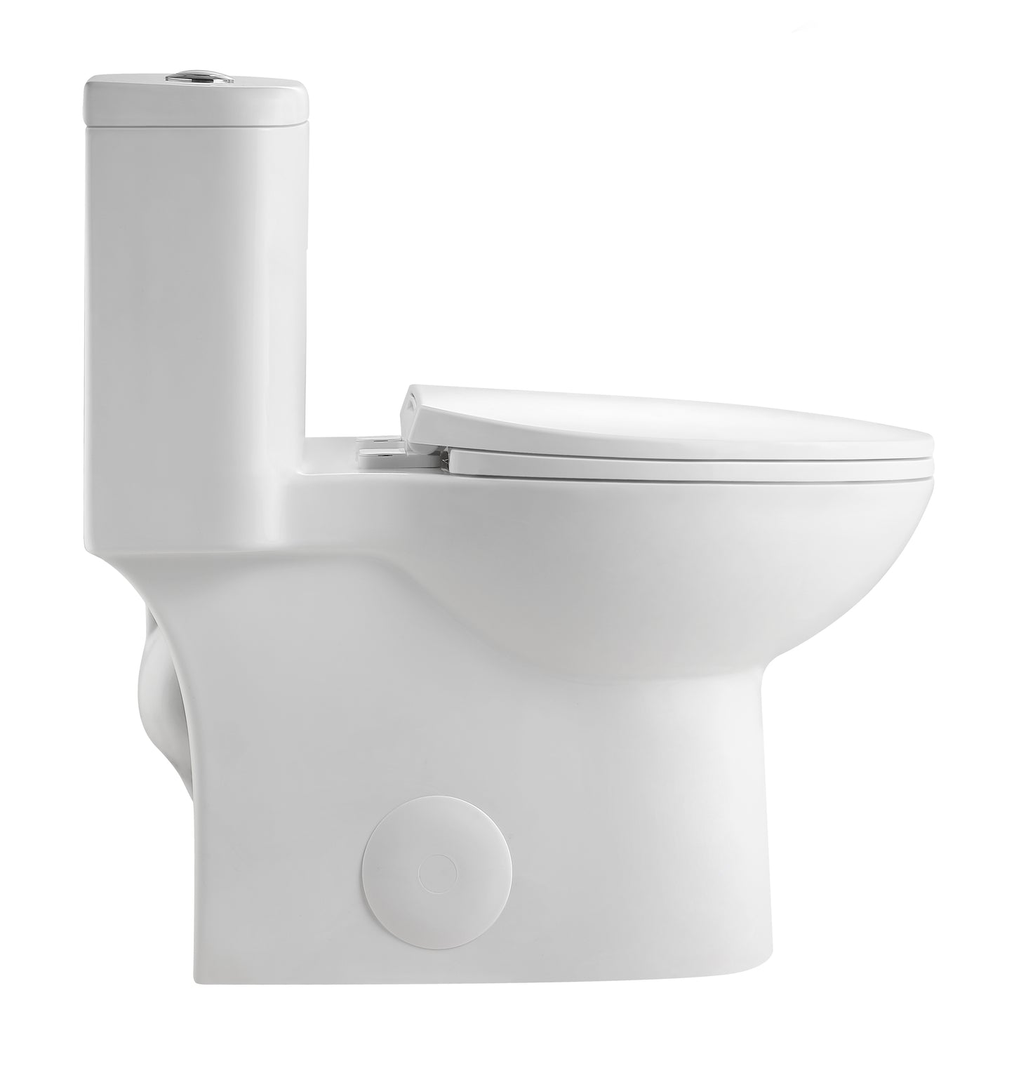1.1/1.6 GPF Tornado Flush One-Piece Toilet with Comfort Chair Seat ADA Height 17",Powerful & Quiet Dual Flush Modern Toilet,Siphonic S-trap 12",Rimless Bowl with Soft Closing Seat,Gloss White GW-006