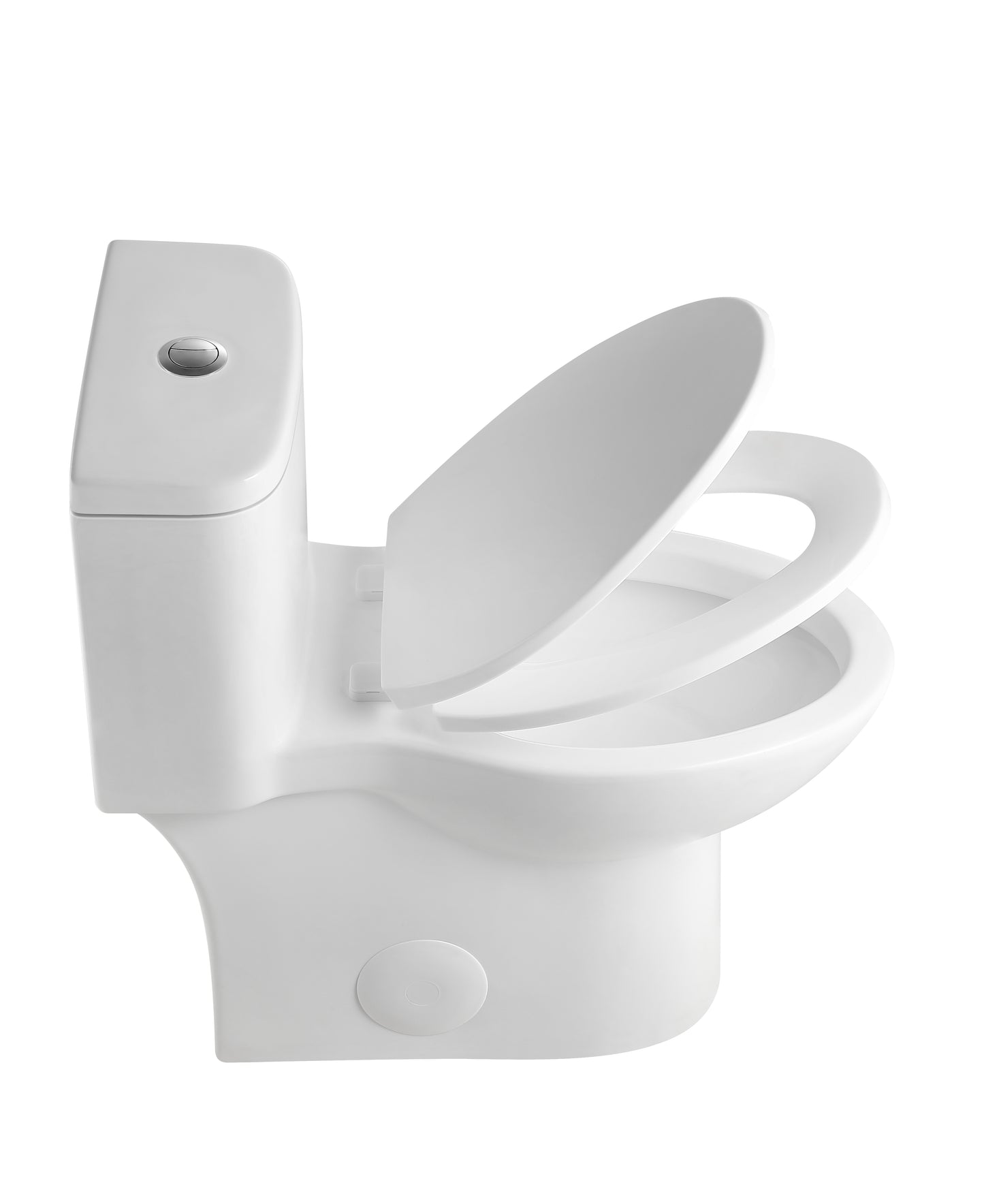 1.1/1.6 GPF Tornado Flush One-Piece Toilet with Comfort Chair Seat ADA Height 17",Powerful & Quiet Dual Flush Modern Toilet,Siphonic S-trap 12",Rimless Bowl with Soft Closing Seat,Gloss White GW-006