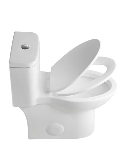 1.1/1.6 GPF Tornado Flush One-Piece Toilet with Comfort Chair Seat ADA Height 17",Powerful & Quiet Dual Flush Modern Toilet,Siphonic S-trap 12",Rimless Bowl with Soft Closing Seat,Gloss White GW-006