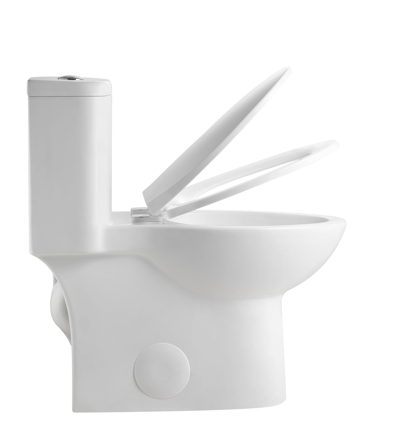 1.1/1.6 GPF Tornado Flush One-Piece Toilet with Comfort Chair Seat ADA Height 17",Powerful & Quiet Dual Flush Modern Toilet,Siphonic S-trap 12",Rimless Bowl with Soft Closing Seat,Gloss White GW-006