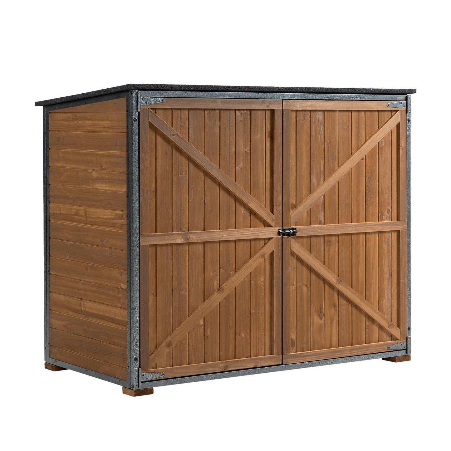 Outdoor Storage Cabinet 50.4"L X 26.8"W X 41"H, Garden Shed Tool Shed with Metal Frame Structure for Backyard Garden Patio Lawn (Brown)