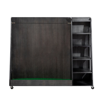 Gray Wooden Golf Bag Storage Rack with 3 Drawers, Holds 2 Stand Bags & 14+ Clubs, Organizer for Golf Balls, Shoes & Accessories, Heavy Duty for Garage, Indoor Outdoor Use, Easy Assembly