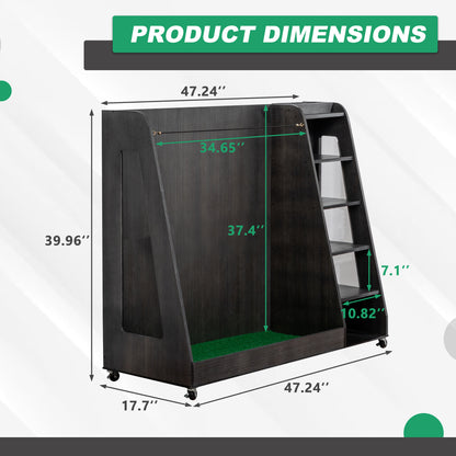 Gray Wooden Golf Bag Storage Rack with 3 Drawers, Holds 2 Stand Bags & 14+ Clubs, Organizer for Golf Balls, Shoes & Accessories, Heavy Duty for Garage, Indoor Outdoor Use, Easy Assembly