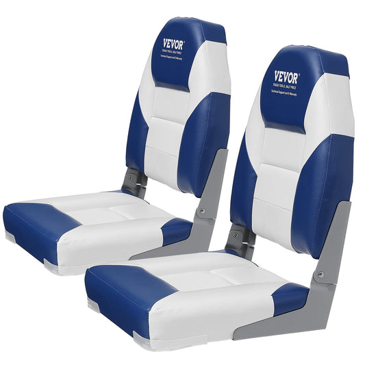 Boat Seats, 21.85" High Back Boat Seat, Folding Boat Chair with Thickened Sponge Padding and Hinge, Fold-Down Boat Captain Chairs for Fishing Boat, Sightseeing Boat, Speedboat, Canoe, 2-Pack