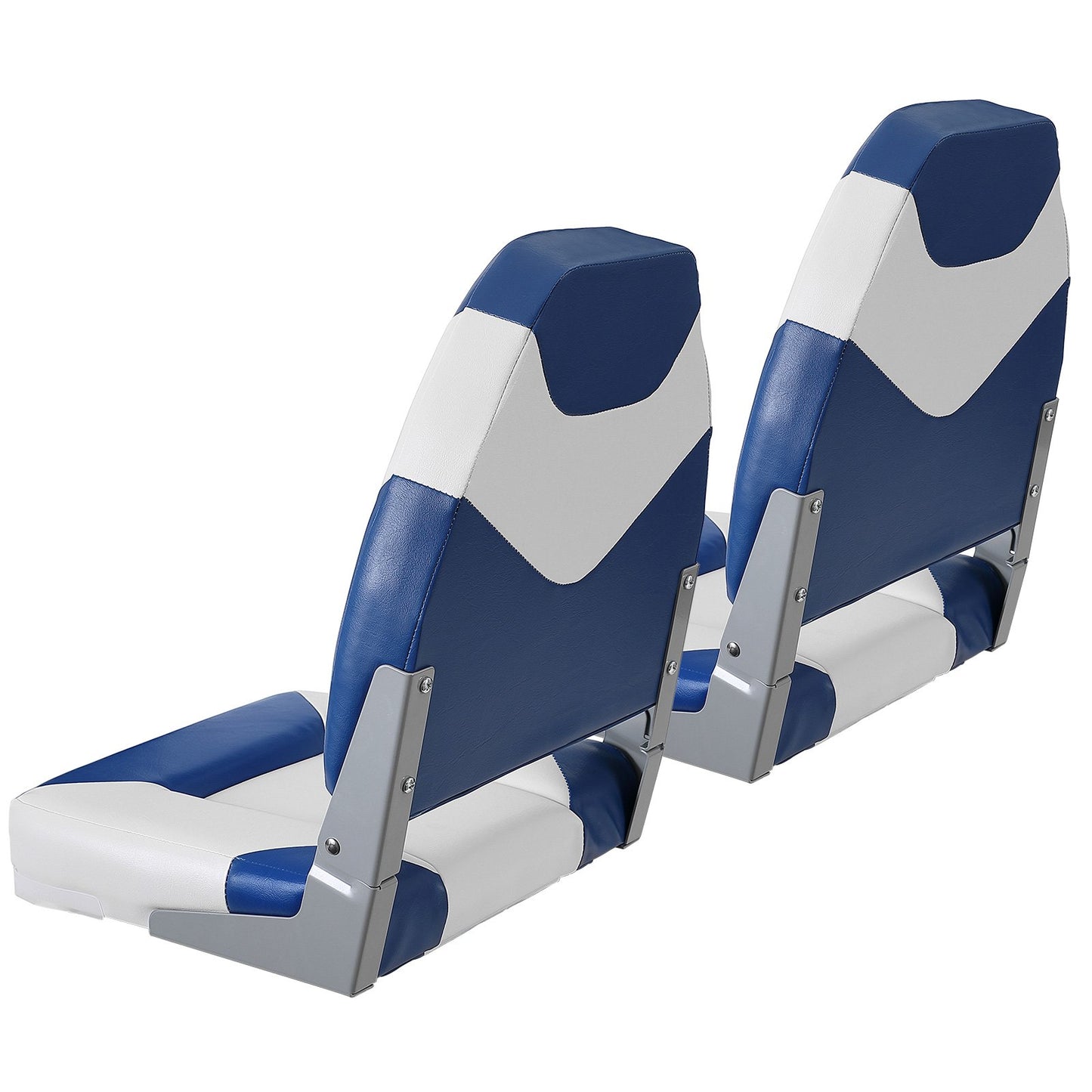 Boat Seats, 21.85" High Back Boat Seat, Folding Boat Chair with Thickened Sponge Padding and Hinge, Fold-Down Boat Captain Chairs for Fishing Boat, Sightseeing Boat, Speedboat, Canoe, 2-Pack