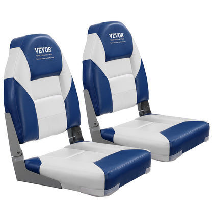 Boat Seats, 21.85" High Back Boat Seat, Folding Boat Chair with Thickened Sponge Padding and Hinge, Fold-Down Boat Captain Chairs for Fishing Boat, Sightseeing Boat, Speedboat, Canoe, 2-Pack
