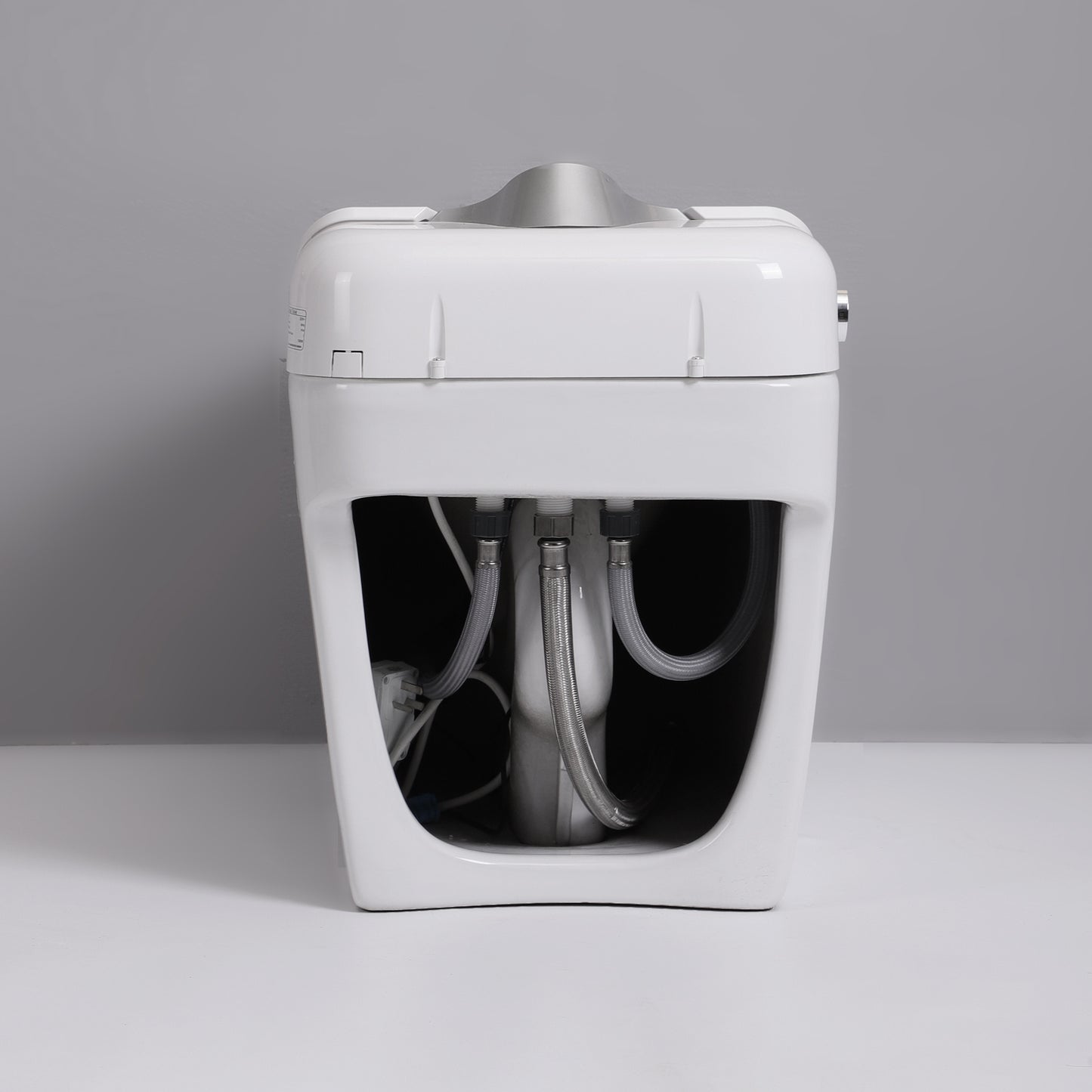 Smart Toilet Bidet Combo with Foot Sensor Open Cover/Seat, Self-Cleaning Nozzle, LED Display, Three Level Heated Seat/Airflow, Night Light, Knob Control, Soft Close, Auto Flush, with Remote Control