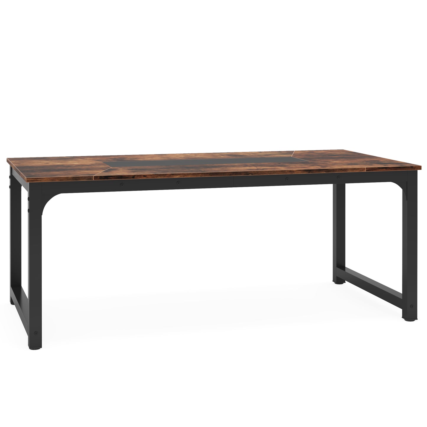 71" Industrial Dining Table for 6–8 People, Rustic Rectangular Kitchen & Dining Room Table with Heavy-Duty Metal Frame, Workstation or Game Night – Rustic Brown & Black